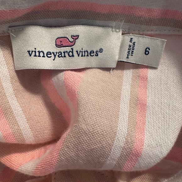 Vineyard Vines Womens 6 Peach Beige White Blouse Shirt Beach Coastal Core Ocean - Picture 6 of 8